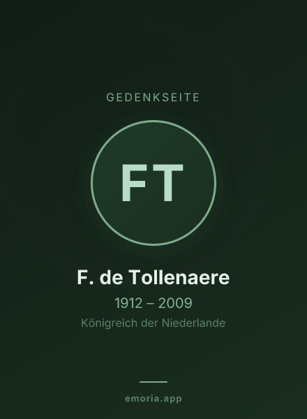 Gedenkportrait von F. de Tollenaere