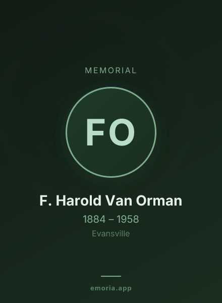 Memorial portrait of F. Harold Van Orman