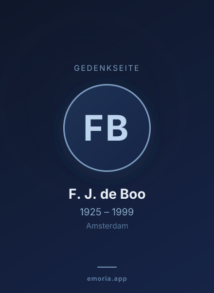 Gedenkportrait von F. J. de Boo