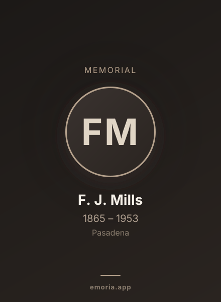 Memorial portrait of F. J. Mills