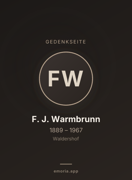 Gedenkportrait von F. J. Warmbrunn