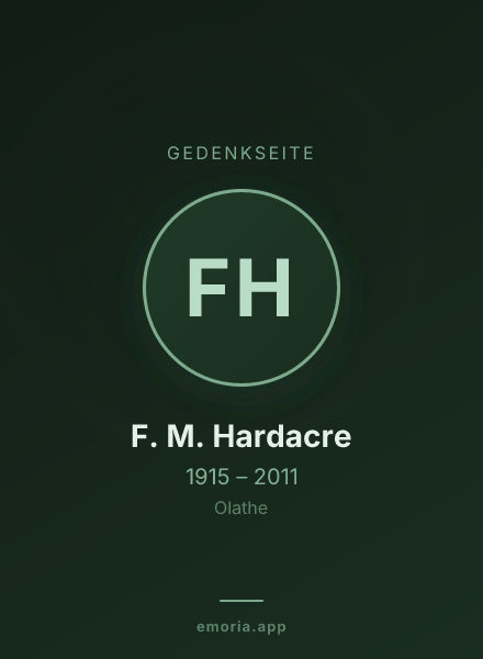 Gedenkportrait von F. M. Hardacre
