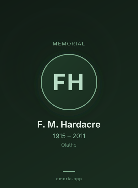 Memorial portrait of F. M. Hardacre