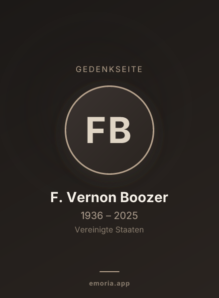 Gedenkportrait von F. Vernon Boozer