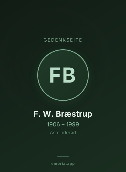 Gedenkportrait von F. W. Bræstrup