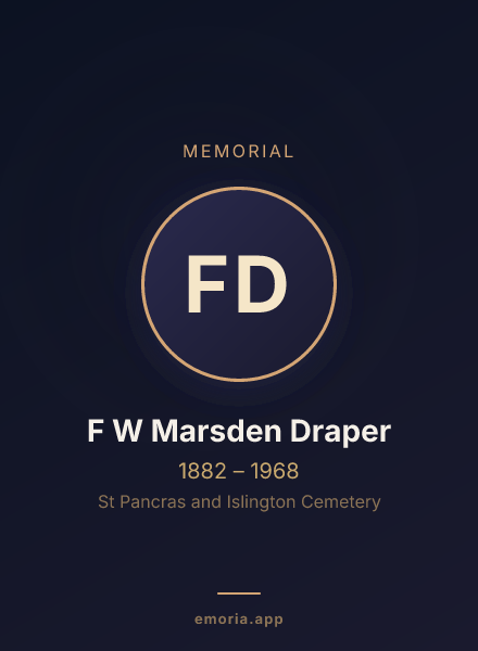 Memorial portrait of F W Marsden Draper