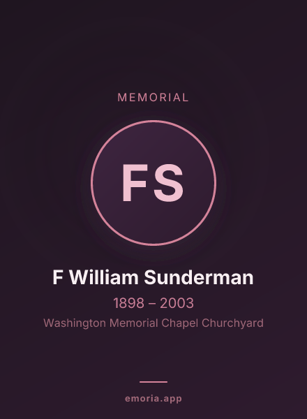 Memorial portrait of F William Sunderman