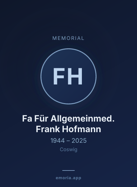 Memorial portrait of Fa Für Allgemeinmed. Frank Hofmann