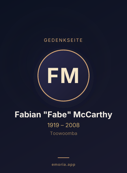 Gedenkportrait von Fabian "Fabe" McCarthy