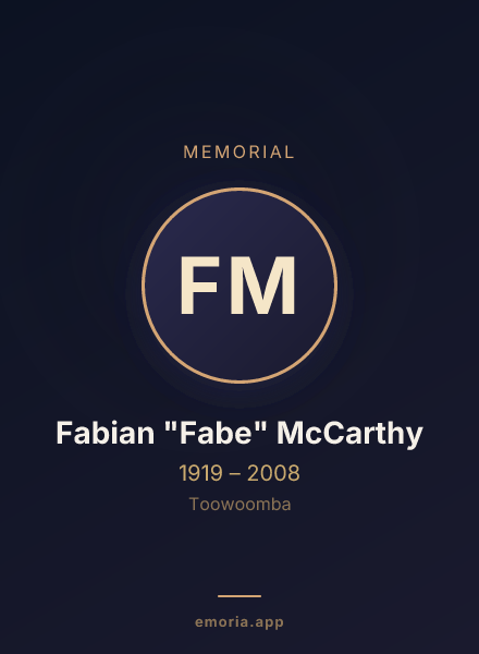Memorial portrait of Fabian "Fabe" McCarthy