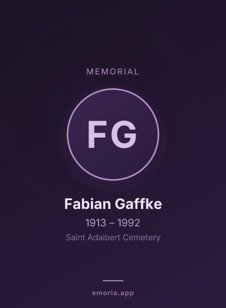 Memorial portrait of Fabian Gaffke
