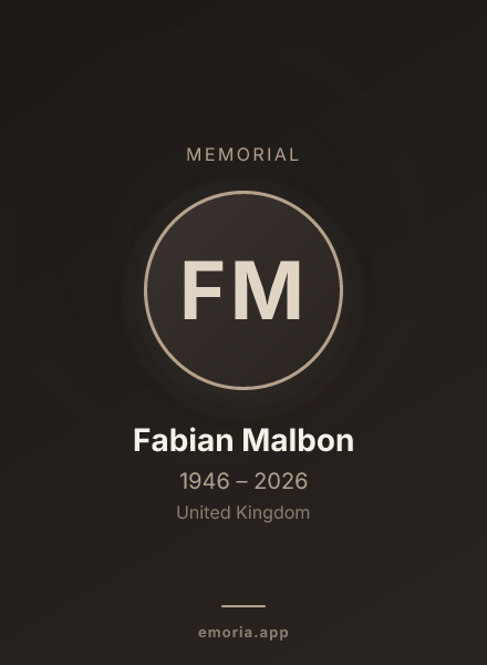 Memorial portrait of Fabian Malbon