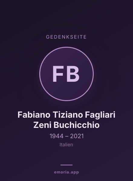 Gedenkportrait von Fabiano Tiziano Fagliari Zeni Buchicchio
