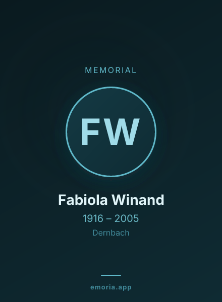 Memorial portrait of Fabiola Winand