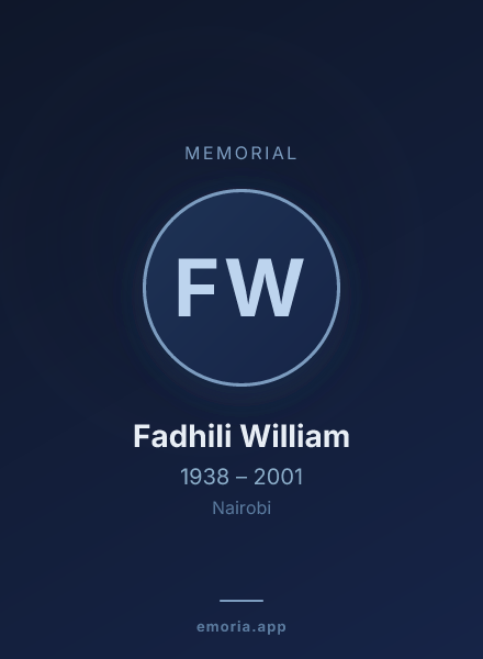 Memorial portrait of Fadhili William
