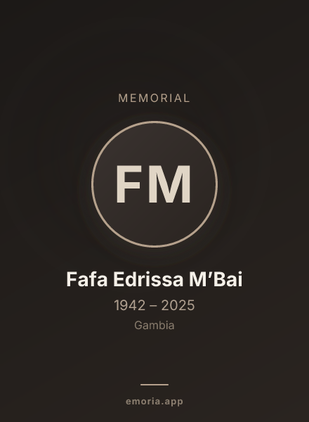 Memorial portrait of Fafa Edrissa M’Bai