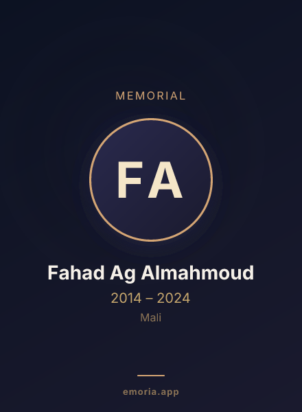 Memorial portrait of Fahad Ag Almahmoud