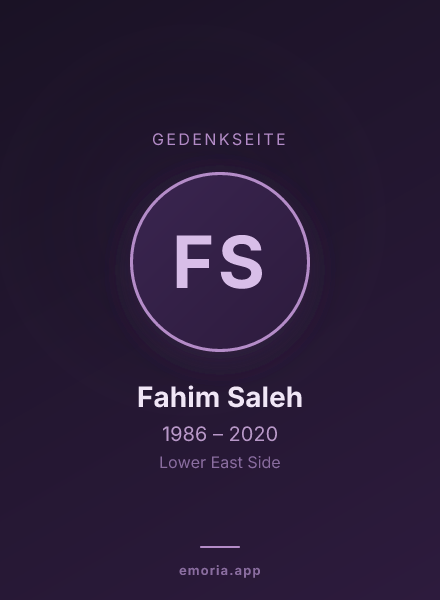 Gedenkportrait von Fahim Saleh