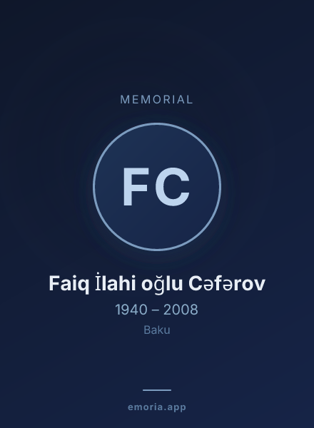 Memorial portrait of Faiq İlahi oğlu Cəfərov