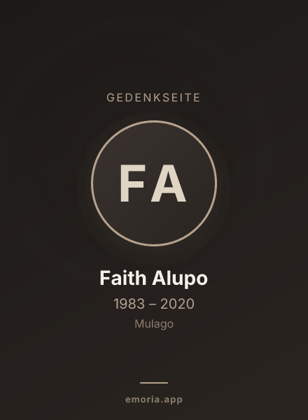 Gedenkportrait von Faith Alupo