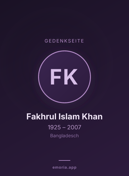 Gedenkportrait von Fakhrul Islam Khan