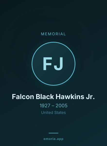 Memorial portrait of Falcon Black Hawkins Jr.