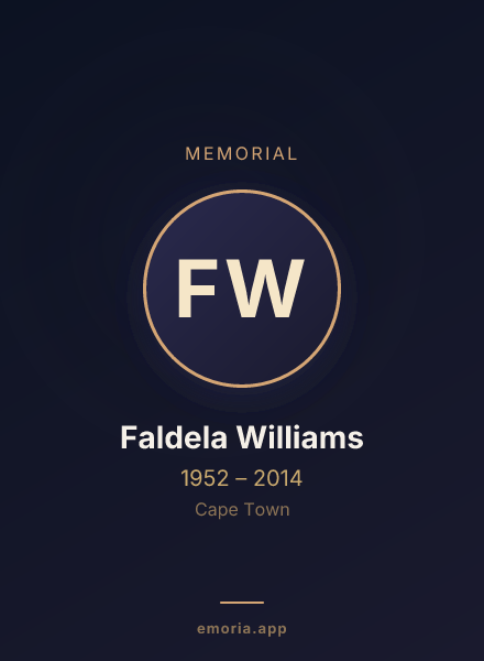 Memorial portrait of Faldela Williams