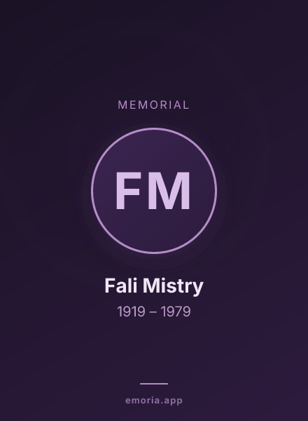 Memorial portrait of Fali Mistry
