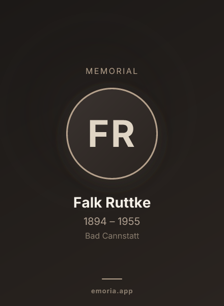 Memorial portrait of Falk Ruttke
