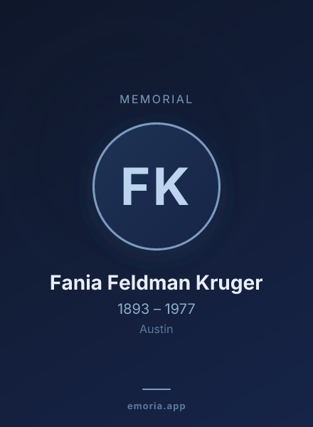 Memorial portrait of Fania Feldman Kruger