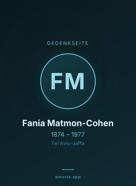 Gedenkportrait von Fania Matmon-Cohen