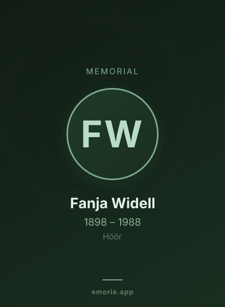 Memorial portrait of Fanja Widell