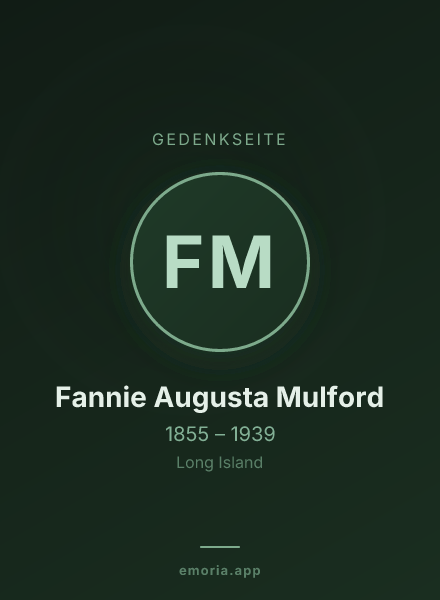 Gedenkportrait von Fannie Augusta Mulford