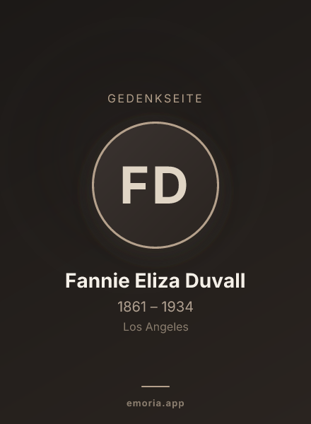 Gedenkportrait von Fannie Eliza Duvall