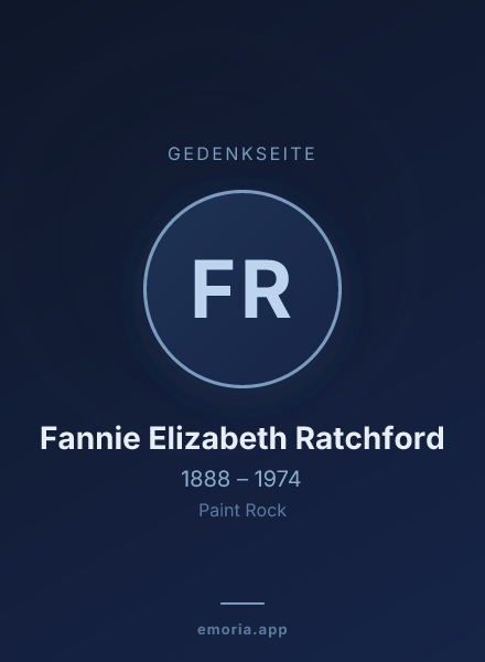 Gedenkportrait von Fannie Elizabeth Ratchford
