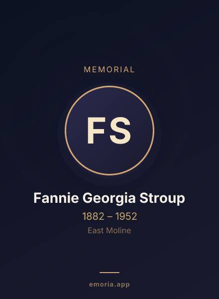 Memorial portrait of Fannie Georgia Stroup