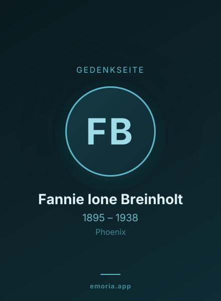 Gedenkportrait von Fannie Ione Breinholt