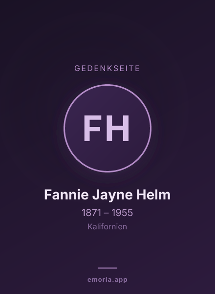 Gedenkportrait von Fannie Jayne Helm