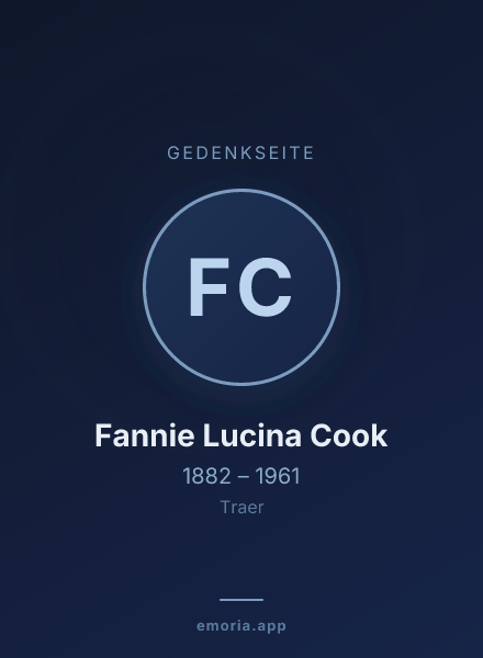 Gedenkportrait von Fannie Lucina Cook