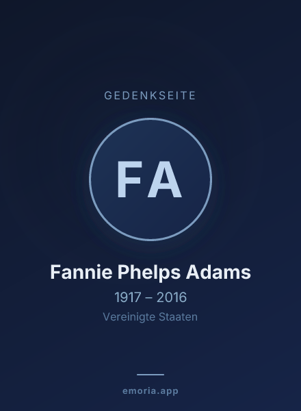 Gedenkportrait von Fannie Phelps Adams