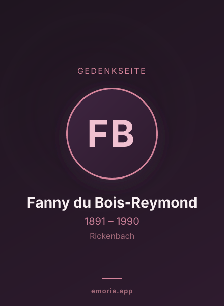 Gedenkportrait von Fanny du Bois-Reymond
