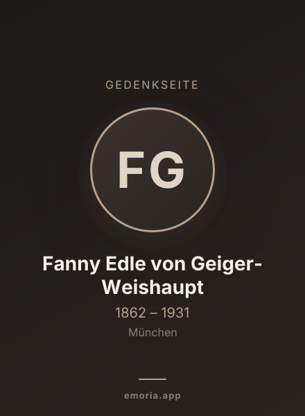 Gedenkportrait von Fanny Edle von Geiger-Weishaupt