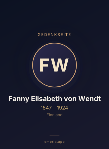 Gedenkportrait von Fanny Elisabeth von Wendt