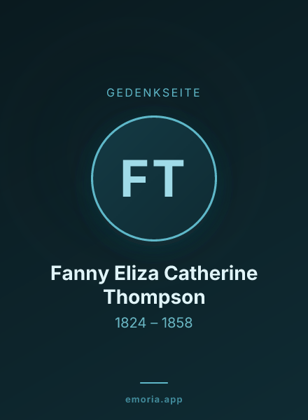 Gedenkportrait von Fanny Eliza Catherine Thompson