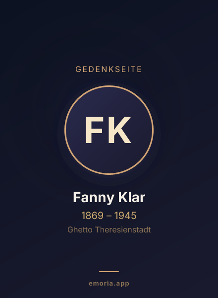 Gedenkportrait von Fanny Klar
