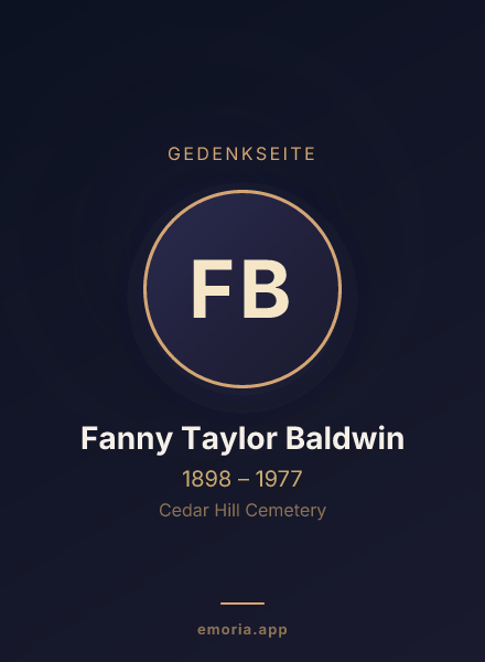 Gedenkportrait von Fanny Taylor Baldwin