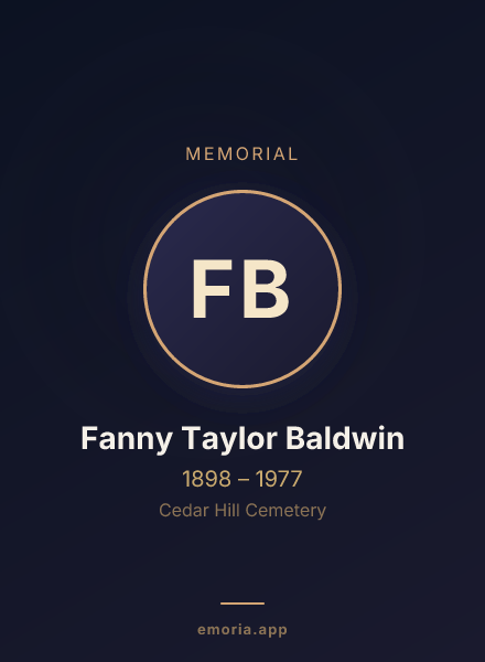 Memorial portrait of Fanny Taylor Baldwin
