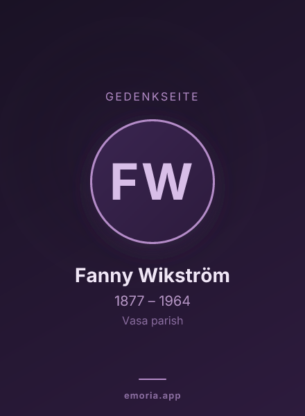 Gedenkportrait von Fanny Wikström