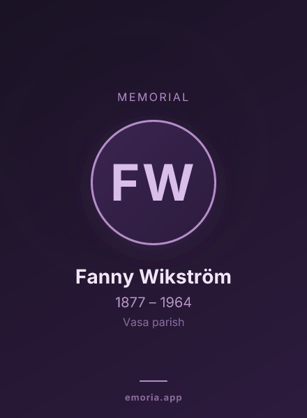 Memorial portrait of Fanny Wikström