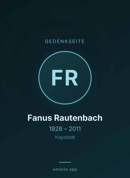 Gedenkportrait von Fanus Rautenbach